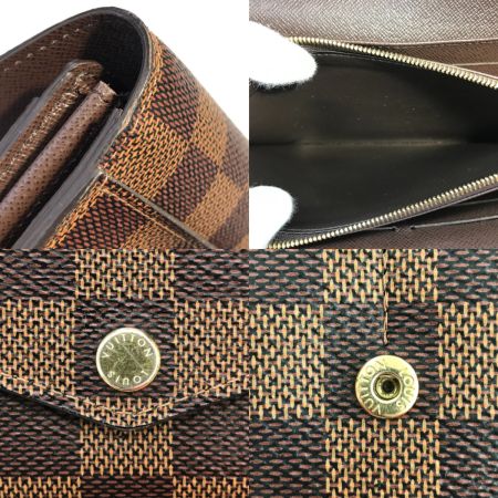  LOUIS VUITTON ルイヴィトン 長財布 ポルトフォイユ サラ ダミエ エベヌ N63209 ポケット反り・ホック破損有