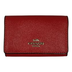 ## COACH コーチ クロスグレインレザー 5連 リング キーケース F76741 レッド Bランク