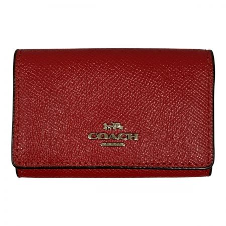  COACH コーチ クロスグレインレザー 5連 リング キーケース F76741 レッド