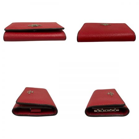  COACH コーチ クロスグレインレザー 5連 リング キーケース F76741 レッド