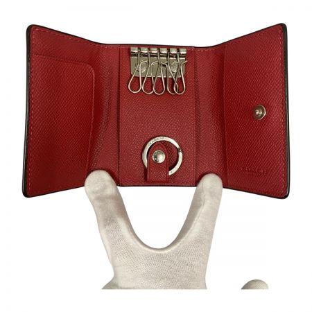  COACH コーチ クロスグレインレザー 5連 リング キーケース F76741 レッド