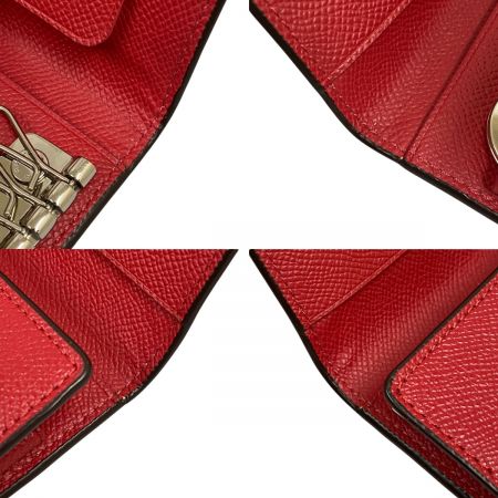  COACH コーチ クロスグレインレザー 5連 リング キーケース F76741 レッド
