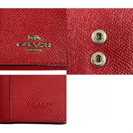  COACH コーチ クロスグレインレザー 5連 リング キーケース F76741 レッド