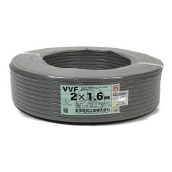 ## 富士電線工業 VVFケーブル 2×1.6mm 600V ビニル絶縁ビニルシースケーブル平形 灰 (2) Sランク