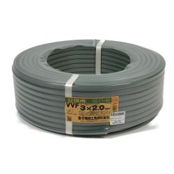 ## 富士電線工業 公団用 VVFケーブル 黒白緑 3×2.0mm 600V ビニル絶縁ビニルシースケーブル平形 灰 Nランク