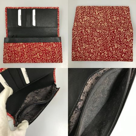  印伝の山本 長財布 山本誠 甲州印伝 花唐草 赤×白