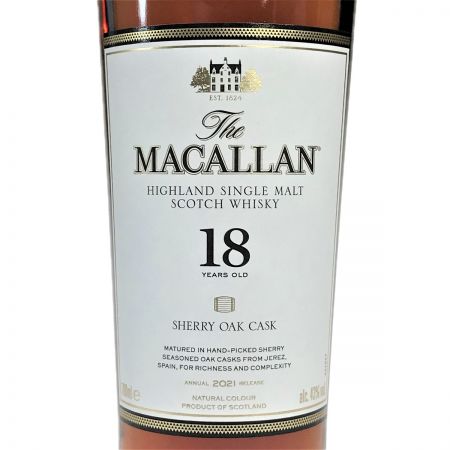  The MACALLAN マッカラン 18年 2021 シェリー オーク シングルモルト スコッチ ウイスキー 43％ 700ml