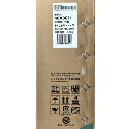  Hisense ハイセンス 40V型 フルハイビジョン 液晶テレビ 40A30H