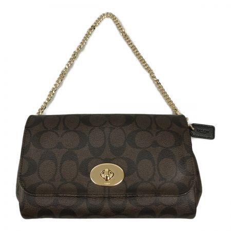  COACH コーチ チェーンショルダーバッグ シグネチャー F34615 ダークブラウン
