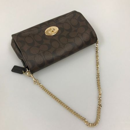  COACH コーチ チェーンショルダーバッグ シグネチャー F34615 ダークブラウン