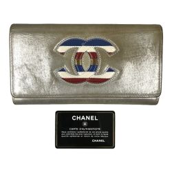 ## CHANEL シャネル エアライン デカココフラップ 2つ折り長財布 メタリック×マルチカラー Cランク