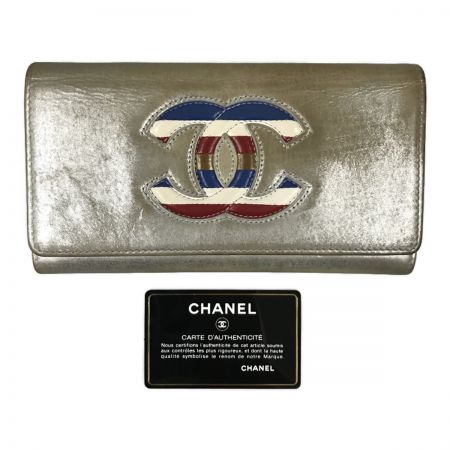  CHANEL シャネル エアライン デカココフラップ 2つ折り長財布 メタリック×マルチカラー