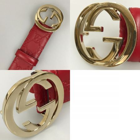 GUCCI グッチ インターロッキング G ベルト GGスプリーム 370543  レッド