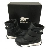  SOREL ソレル キッズブーツ 13cm CHILDRENS WHITNEY Ⅱ STRAP WP  NC3919-010-8 ブラック/シーソルト Aランク