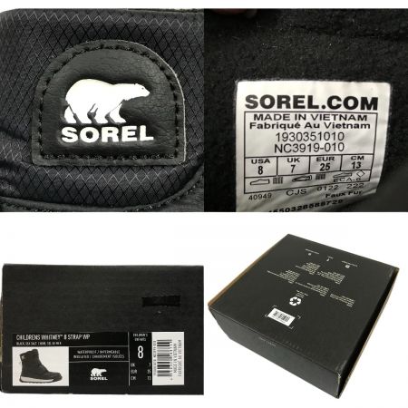  SOREL ソレル キッズブーツ 13cm CHILDRENS WHITNEY Ⅱ STRAP WP  NC3919-010-8 ブラック/シーソルト