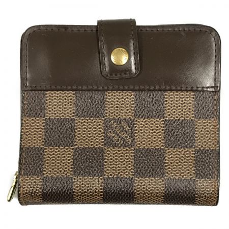  LOUIS VUITTON ルイヴィトン 2つ折り財布 コンパクトジップ ダミエキャンバス エベヌ N61668