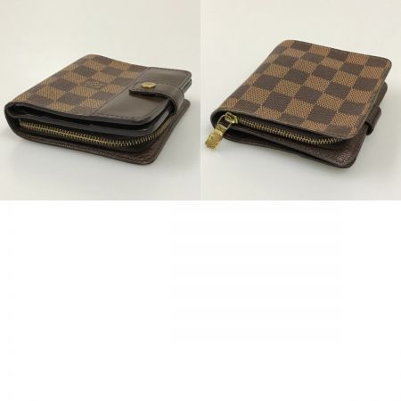  LOUIS VUITTON ルイヴィトン 2つ折り財布 コンパクトジップ ダミエキャンバス エベヌ N61668