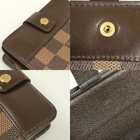  LOUIS VUITTON ルイヴィトン 2つ折り財布 コンパクトジップ ダミエキャンバス エベヌ N61668