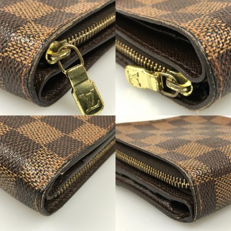  LOUIS VUITTON ルイヴィトン 2つ折り財布 コンパクトジップ ダミエキャンバス エベヌ N61668