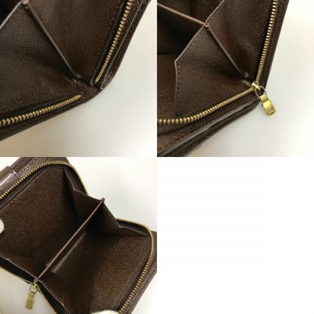 LOUIS VUITTON ルイヴィトン 2つ折り財布 コンパクトジップ ダミエキャンバス エベヌ N61668