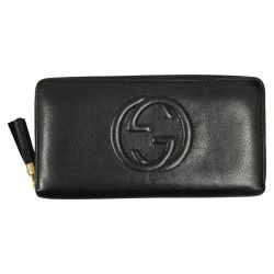 ## GUCCI グッチ ソーホーフリンジラウンドファスナー長財布 インターロッキングG 282413 ブラック Cランク