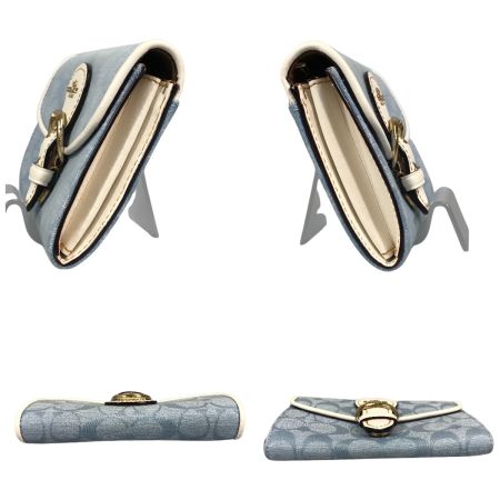  COACH コーチ 2つ折り財布 C8308 ライトデニム×チョーク