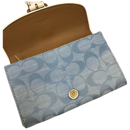  COACH コーチ 2つ折り財布 C8308 ライトデニム×チョーク