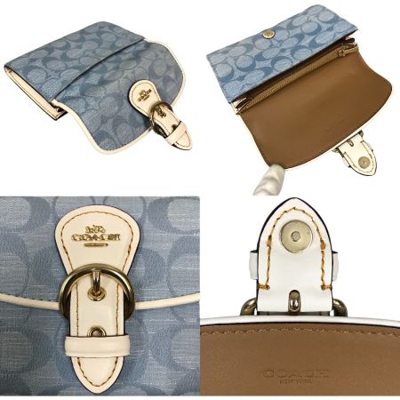  COACH コーチ 2つ折り財布 C8308 ライトデニム×チョーク