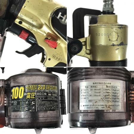  HITACHI 日立 高圧ロール釘打ち機 100mm NV100H メタリックゴールド 動作確認済み