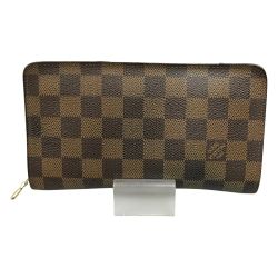 ## LOUIS VUITTON ルイヴィトン ダミエ ポルトモネ・ジップ ラウンドファスナー 長財布 ジャンク品 N61728 ブラウン Dランク