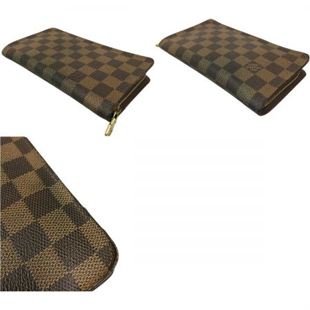  LOUIS VUITTON ルイヴィトン ダミエ ポルトモネ・ジップ ラウンドファスナー 長財布 ジャンク品 N61728 ブラウン