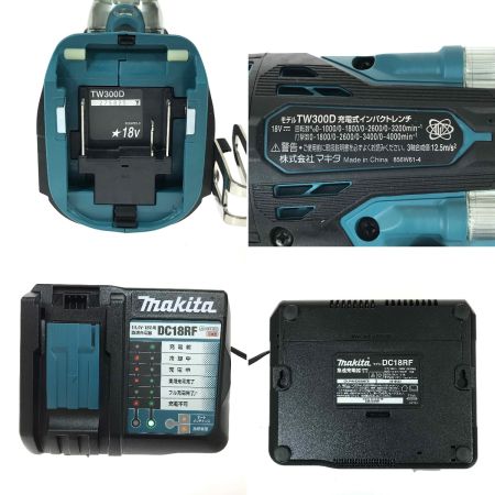  MAKITA マキタ 充電式インパクトレンチ 18V TW300DRGX ブルー 充電器・充電池2個・ケース付