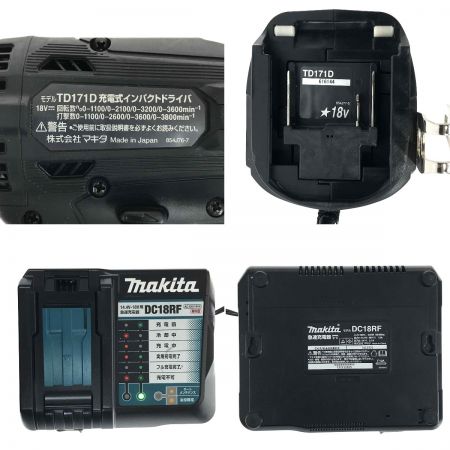  MAKITA マキタ 18V 充電式インパクトドライバー TD171DGX ブラック 充電器・充電池2個・ケース付
