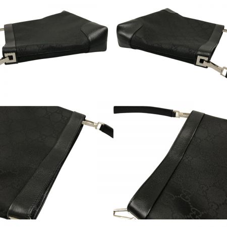  GUCCI グッチ ワンショルダーバッグ GG柄 ナイロン×レザー 143745 ブラック