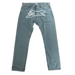  Ice Cream アイスクリーム ペイント ウォッシュド デニムパンツ ICJP223P001 スカイブルー Lサイズ Bランク