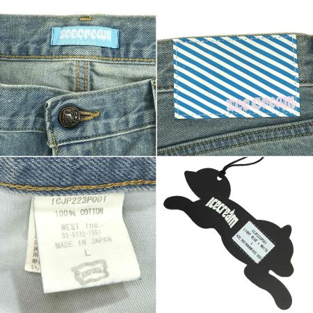 Ice Cream アイスクリーム ペイント ウォッシュド デニムパンツ ICJP223P001 スカイブルー Lサイズ