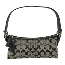 ## COACH コーチ ワンショルダーバッグ シグネチャー キャンバス レザー 6371 グレー×ネイビー Bランク