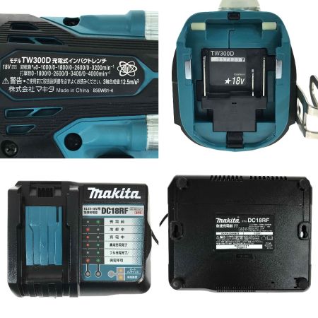  MAKITA マキタ 充電式インパクトレンチ 18V TW300DRGX ブルー 充電器・充電池2個・ケース付