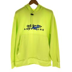  adidas アディダス パーカー アドベンチャービッグロゴフード GN2344 黄緑 Mサイズ Bランク