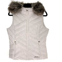 ## Eddie Bauer エディーバウアー ダウンベスト フード付 ホワイト Sサイズ レディース Aランク