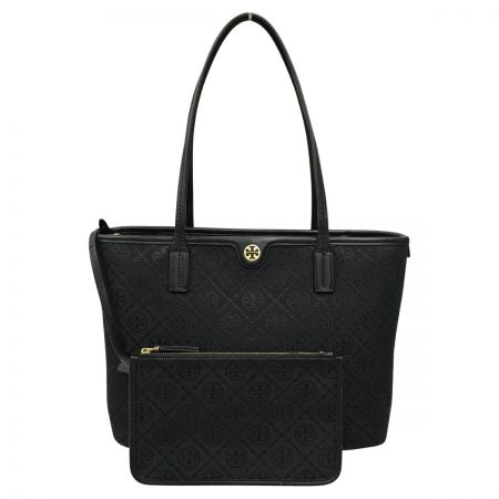  TORY BURCH トリーバーチ Tモノグラム スモールジップトートバッグ ブラック