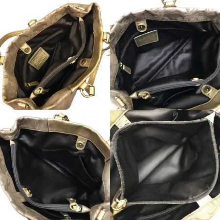  COACH コーチ アシュリーホース キャリッジサテンキャリーオール トートバッグ ジャンク品 F15656 ベージュ×ゴールド