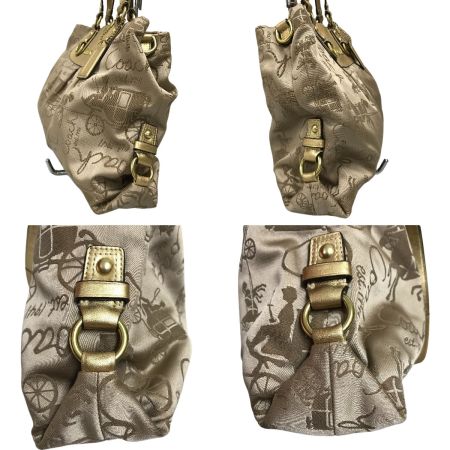 COACH コーチ アシュリーホース キャリッジサテンキャリーオール トートバッグ ジャンク品 F15656 ベージュ×ゴールド