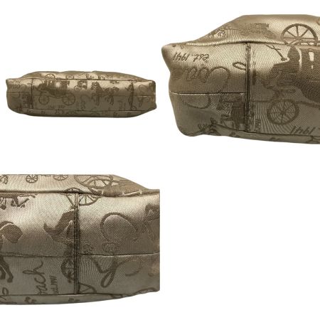  COACH コーチ アシュリーホース キャリッジサテンキャリーオール トートバッグ ジャンク品 F15656 ベージュ×ゴールド