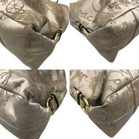  COACH コーチ アシュリーホース キャリッジサテンキャリーオール トートバッグ ジャンク品 F15656 ベージュ×ゴールド