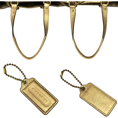  COACH コーチ アシュリーホース キャリッジサテンキャリーオール トートバッグ ジャンク品 F15656 ベージュ×ゴールド