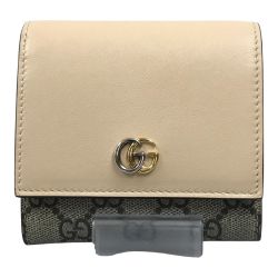 ## GUCCI グッチ ダブルG ミディアム ウォレット GGスプリーム キャンバス 2つ折り財布 790062 AADQE 5741 ベージュ＆エボニー  Aランク