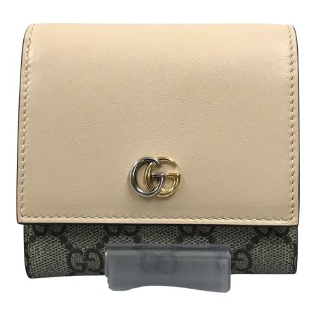  GUCCI グッチ ダブルG ミディアム ウォレット GGスプリーム キャンバス 2つ折り財布 790062 AADQE 5741 ベージュ＆エボニー 