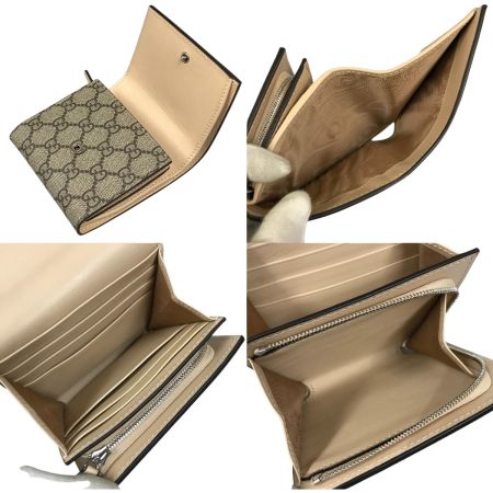  GUCCI グッチ ダブルG ミディアム ウォレット GGスプリーム キャンバス 2つ折り財布 790062 AADQE 5741 ベージュ＆エボニー 