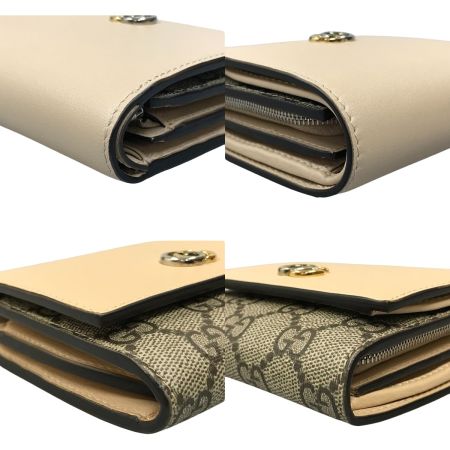  GUCCI グッチ ダブルG ミディアム ウォレット GGスプリーム キャンバス 2つ折り財布 790062 AADQE 5741 ベージュ＆エボニー 
